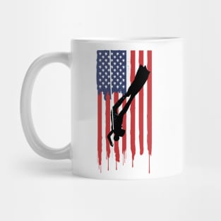 USA America flag with an apnea diver Mug
